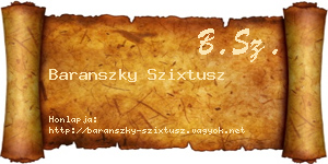 Baranszky Szixtusz névjegykártya